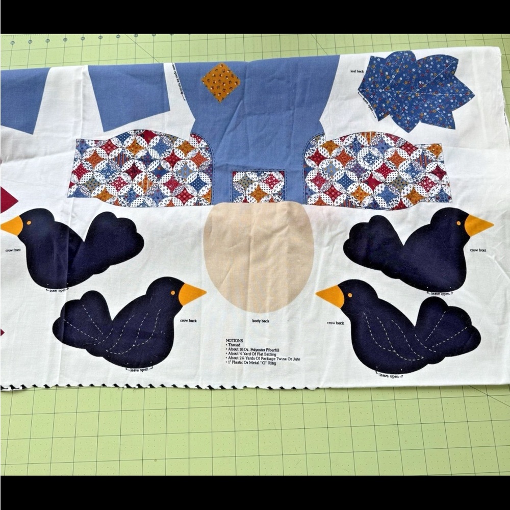 Vintage Cranston Cut & Sew Scarecow Autumn Fall Crow Door Decor Fabric Panel - Picture 4 of 8